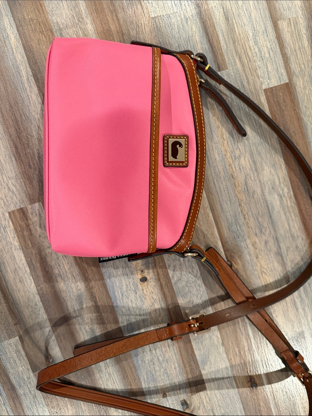 Dooney & Bourke Pink Crossbody with Brown Leather Trim